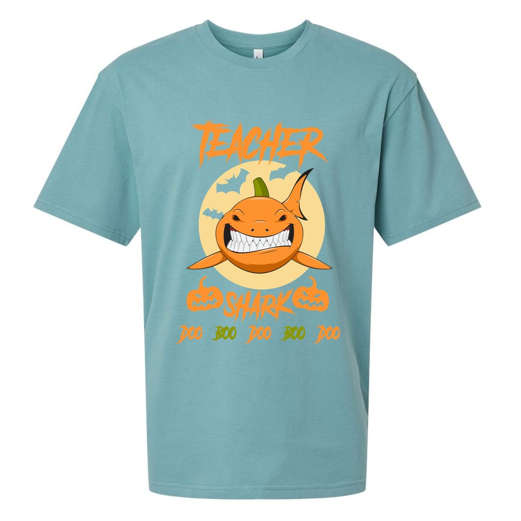 Teacher Shark Doo Boo Boo Pumpkin Halloween Sueded Cloud Jersey T-Shirt