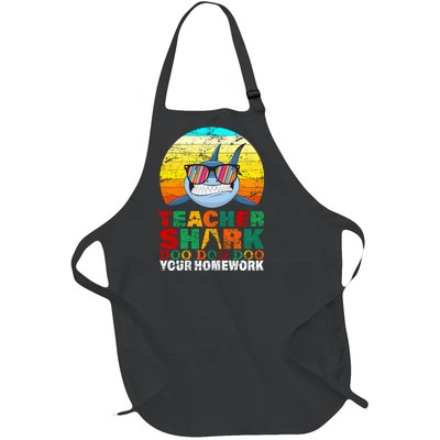 Teacher Shark Doo Doo Doo Your Homework Full-Length Apron With Pockets