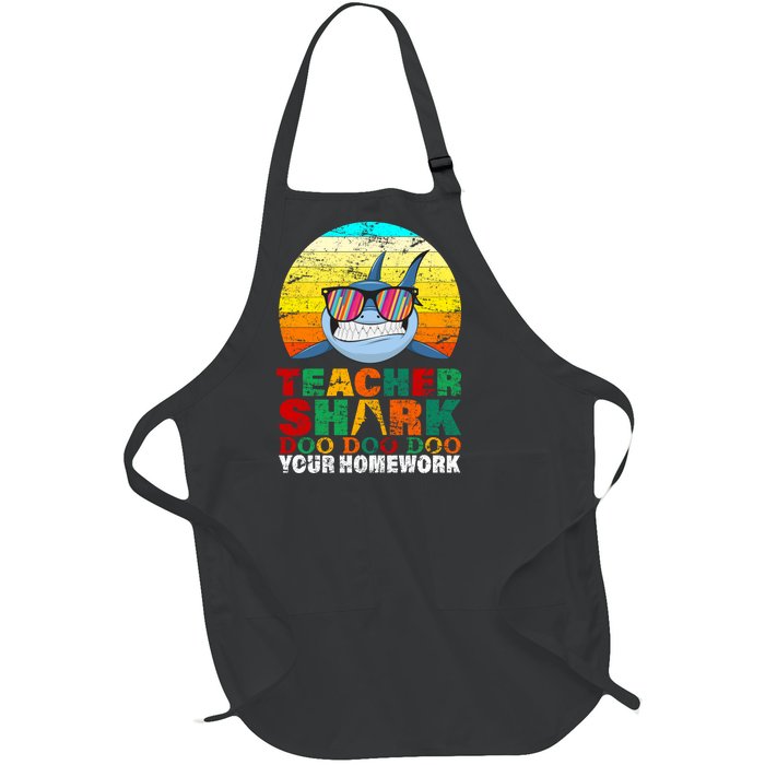 Teacher Shark Doo Doo Doo Your Homework Full-Length Apron With Pockets