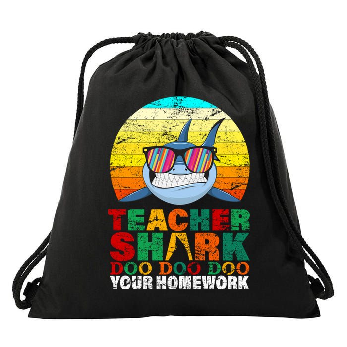 Teacher Shark Doo Doo Doo Your Homework Drawstring Bag