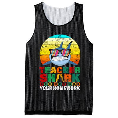 Teacher Shark Doo Doo Doo Your Homework Mesh Reversible Basketball Jersey Tank