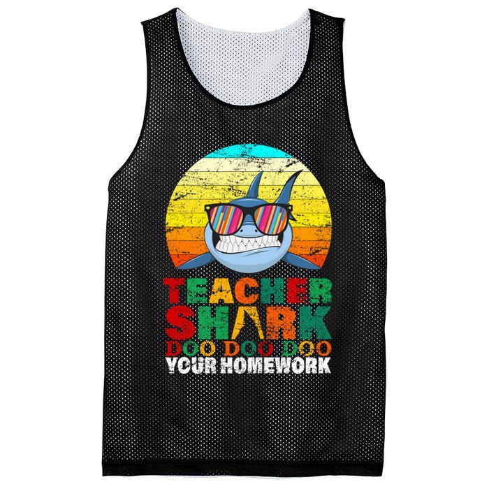 Teacher Shark Doo Doo Doo Your Homework Mesh Reversible Basketball Jersey Tank