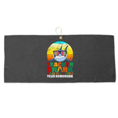 Teacher Shark Doo Doo Doo Your Homework Large Microfiber Waffle Golf Towel