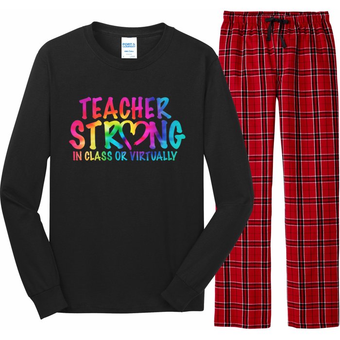 Teacher Strong In Class Or Virtually Long Sleeve Pajama Set