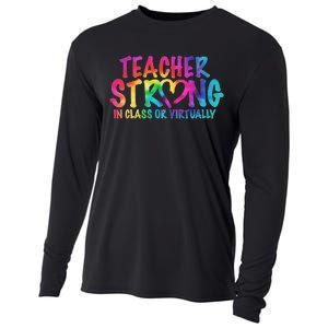 Teacher Strong In Class Or Virtually Cooling Performance Long Sleeve Crew