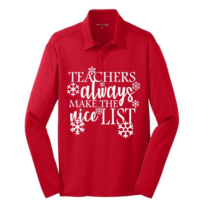 Teachers Always Make The Nice List Silk Touch Performance Long Sleeve Polo