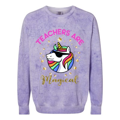 Teachers are Magical Funny Unicorn Colorblast Crewneck Sweatshirt