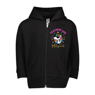 Teachers are Magical Funny Unicorn Toddler Zip Fleece Hoodie