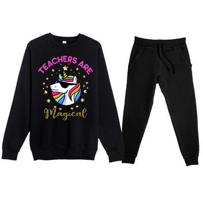 Teachers are Magical Funny Unicorn Premium Crewneck Sweatsuit Set