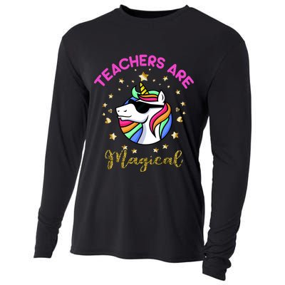 Teachers are Magical Funny Unicorn Cooling Performance Long Sleeve Crew