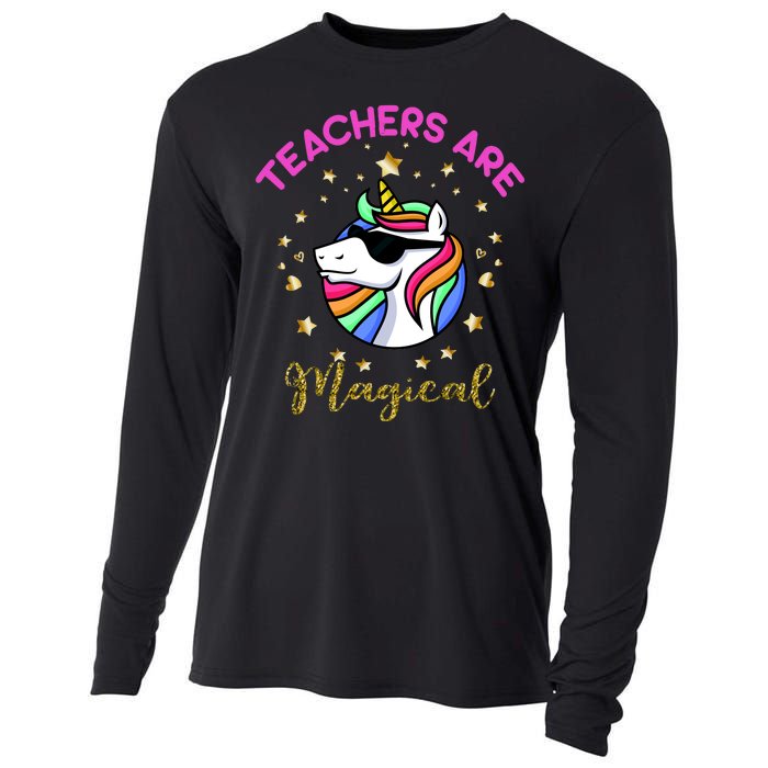 Teachers are Magical Funny Unicorn Cooling Performance Long Sleeve Crew