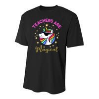 Teachers are Magical Funny Unicorn Youth Performance Sprint T-Shirt