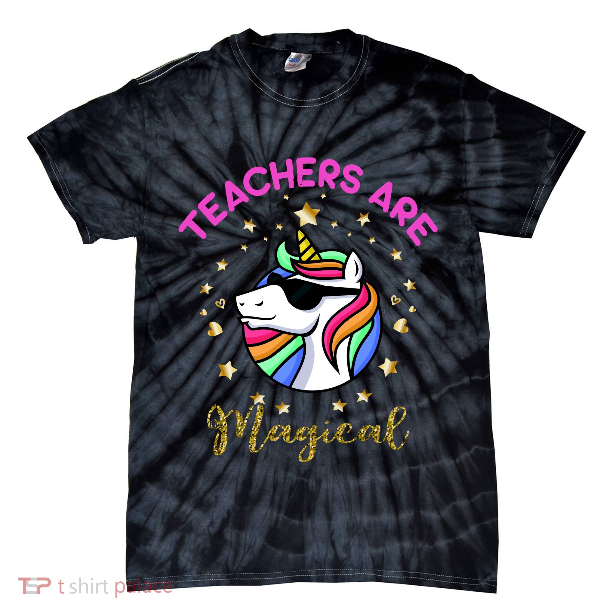 Teachers are Magical Funny Unicorn Tie-Dye T-Shirt