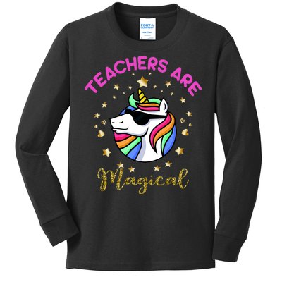 Teachers are Magical Funny Unicorn Kids Long Sleeve Shirt