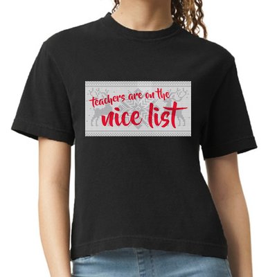Teachers Are On The Nice List Christmas Comfort Colors Boxy T-Shirt