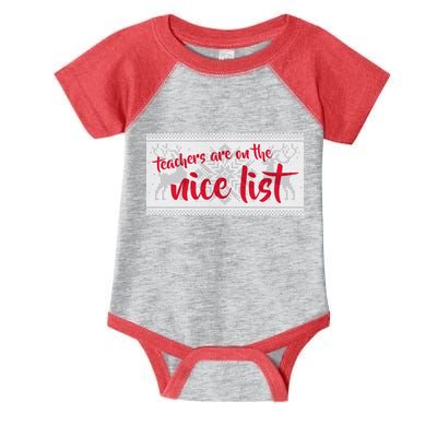 Teachers Are On The Nice List Christmas Infant Baby Jersey Bodysuit