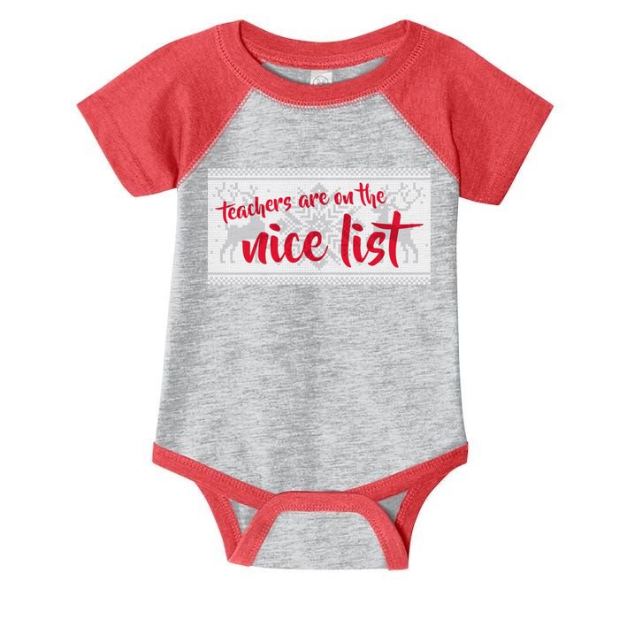 Teachers Are On The Nice List Christmas Infant Baby Jersey Bodysuit