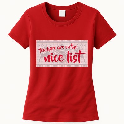 Teachers Are On The Nice List Christmas Womens T-Shirt