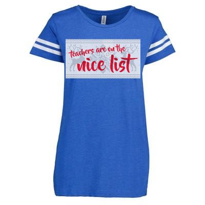 Teachers Are On The Nice List Christmas Enza Ladies Jersey Football T-Shirt