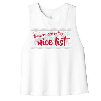 Teachers Are On The Nice List Christmas Women's Racerback Cropped Tank