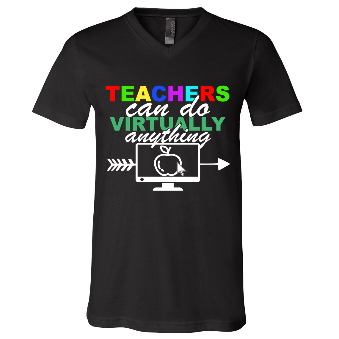 Teachers Can Do Virtually Anything Funny School V-Neck T-Shirt