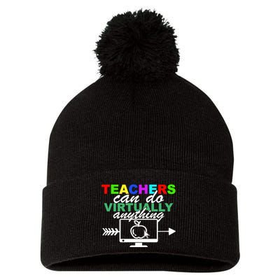 Teachers Can Do Virtually Anything Funny School Pom Pom 12in Knit Beanie