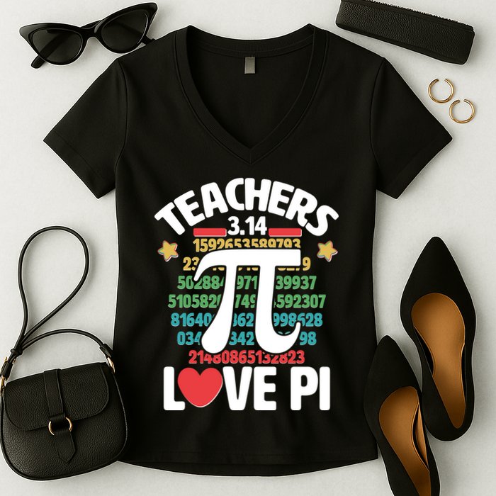 Teachers Love Pi 3.14 Women's V-Neck T-Shirt