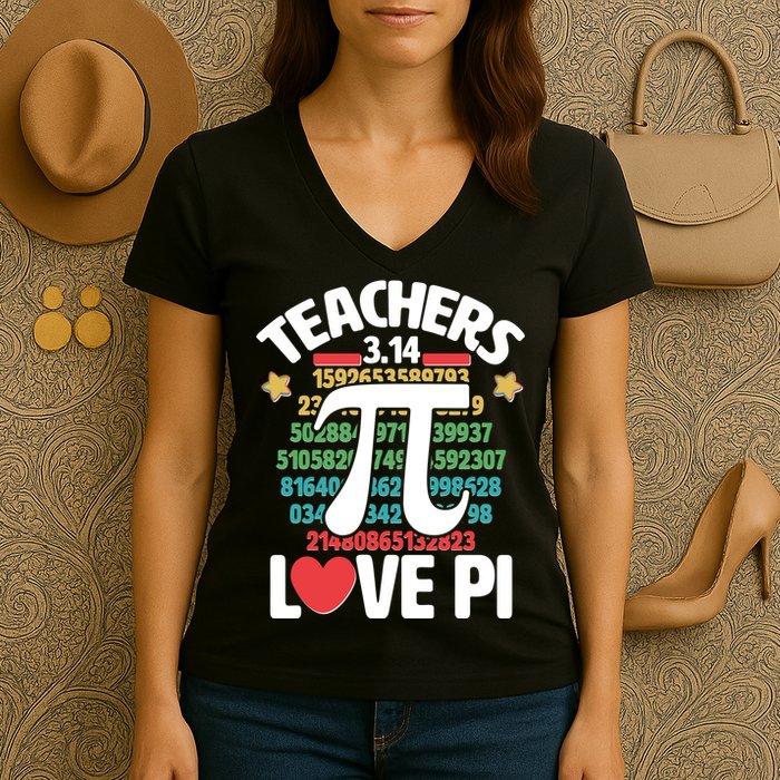 Teachers Love Pi 3.14 Women's V-Neck T-Shirt