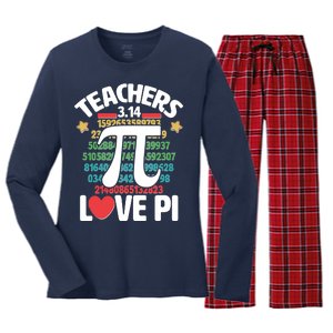 Teachers Love Pi 3.14 Women's Long Sleeve Flannel Pajama Set 