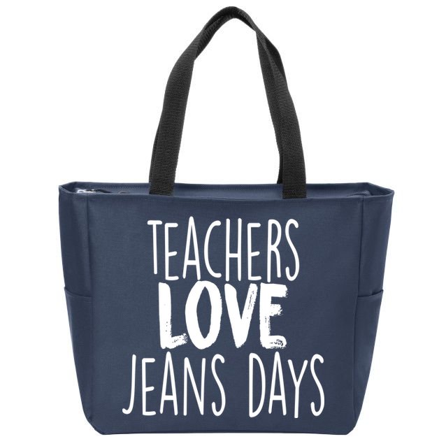 Teachers Loves Jeans Day Zip Tote Bag
