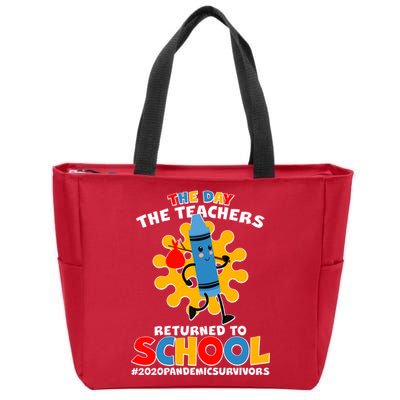 Teachers Returned To School 2020 Pandemic Survivors Zip Tote Bag