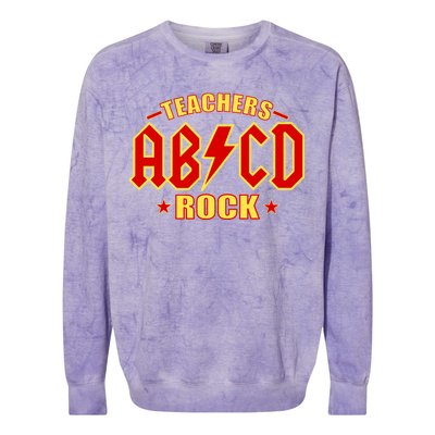 Teachers ROCK AB v CD ABCD Colorblast Crewneck Sweatshirt