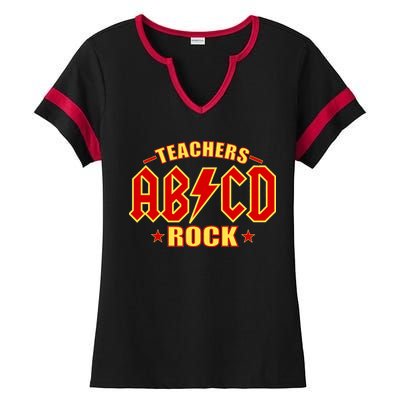 Teachers ROCK AB v CD ABCD Ladies Halftime Notch Neck Tee