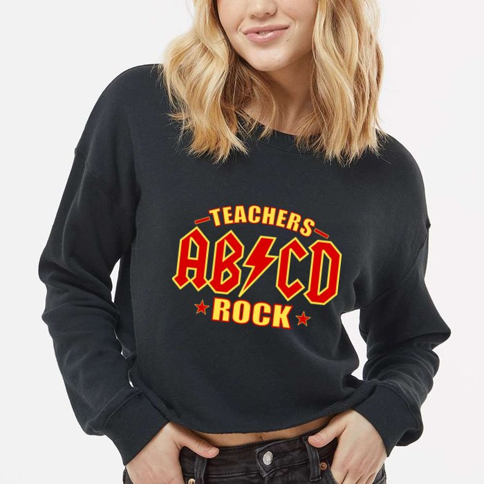 Teachers ROCK AB v CD ABCD Cropped Pullover Crew