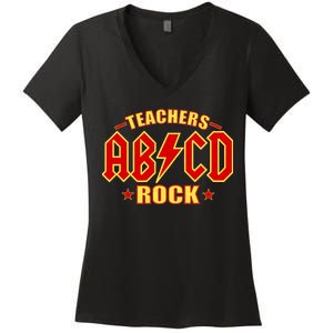 Teachers ROCK AB v CD ABCD Women's V-Neck T-Shirt