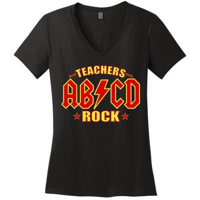 Teachers ROCK AB v CD ABCD Women's V-Neck T-Shirt