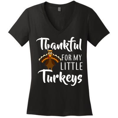 Teachers Thanksgiving Thankful For My little Turkeys Women's V-Neck T-Shirt