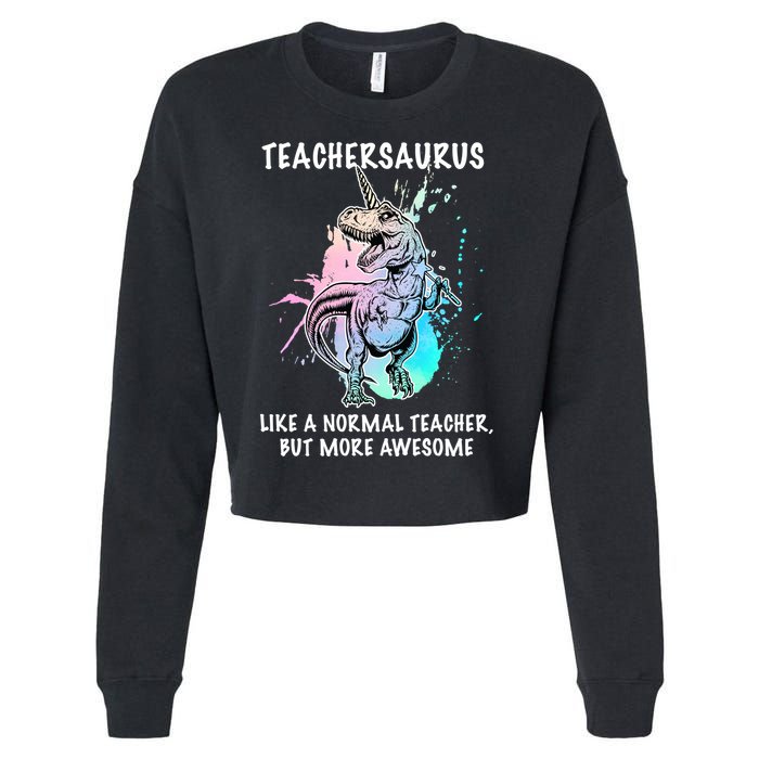 Teachersaurus Unicorn Cropped Pullover Crew
