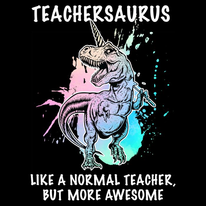 Teachersaurus Unicorn Cropped Pullover Crew