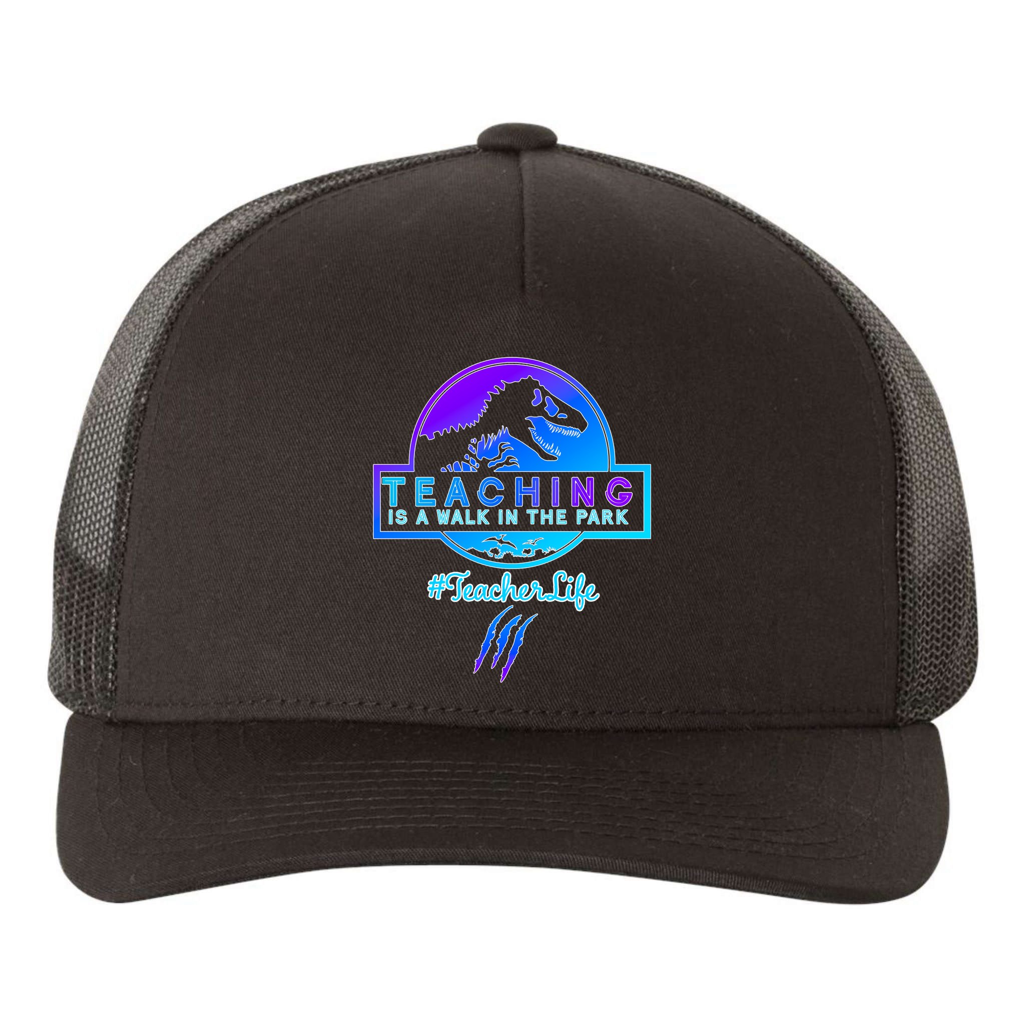 Teaching Is A Walk In Park Jurassic Teacher Yupoong Adult 5-Panel Trucker Hat