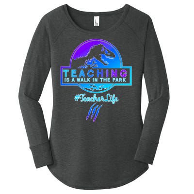 Teaching Is A Walk In Park Jurassic Teacher Women's Perfect Tri Tunic Long Sleeve Shirt