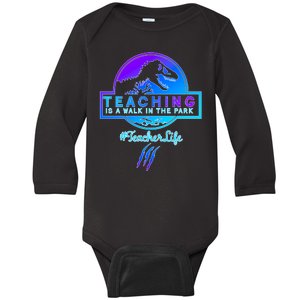 Teaching Is A Walk In Park Jurassic Teacher Baby Long Sleeve Bodysuit