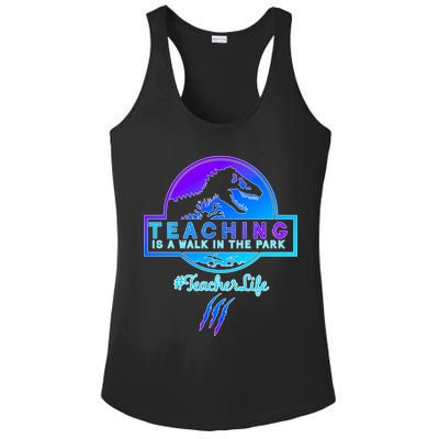 Teaching Is A Walk In Park Jurassic Teacher Ladies PosiCharge Competitor Racerback Tank