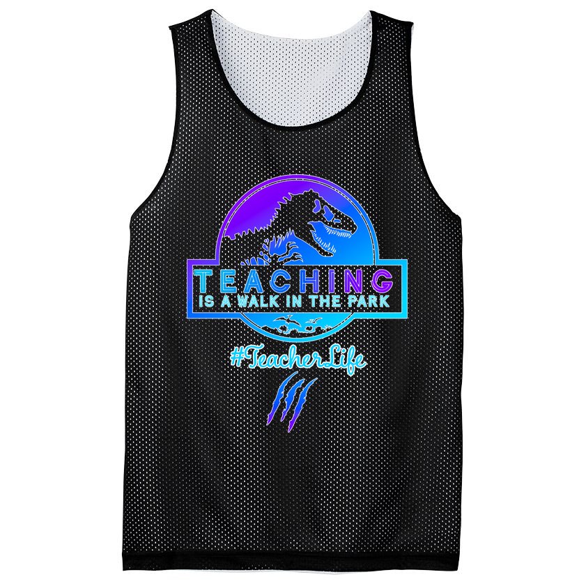 Teaching Is A Walk In Park Jurassic Teacher Mesh Reversible Basketball Jersey Tank
