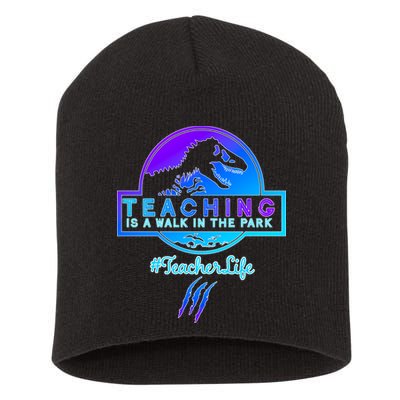 Teaching Is A Walk In Park Jurassic Teacher Short Acrylic Beanie