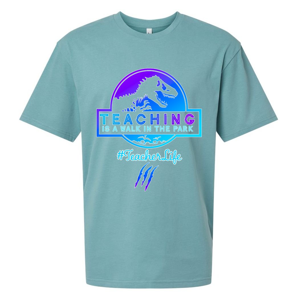 Teaching Is A Walk In Park Jurassic Teacher Sueded Cloud Jersey T-Shirt