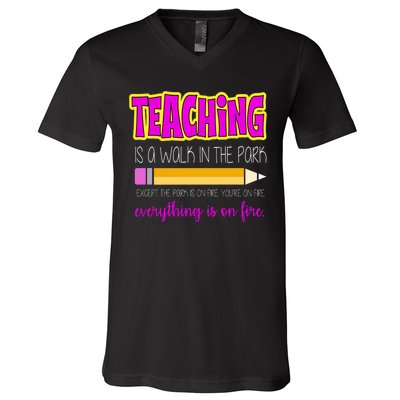 Teaching Is A Walk In The Park V-Neck T-Shirt