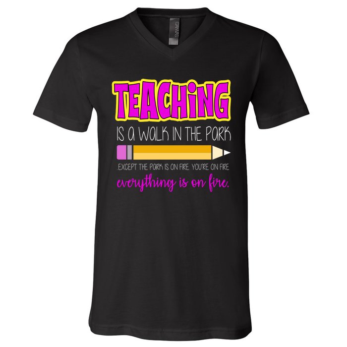 Teaching Is A Walk In The Park V-Neck T-Shirt