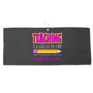 Teaching Is A Walk In The Park Large Microfiber Waffle Golf Towel