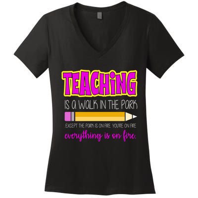 Teaching Is A Walk In The Park Women's V-Neck T-Shirt